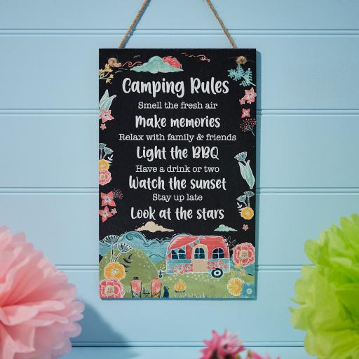 Slate Camping Rules Sign