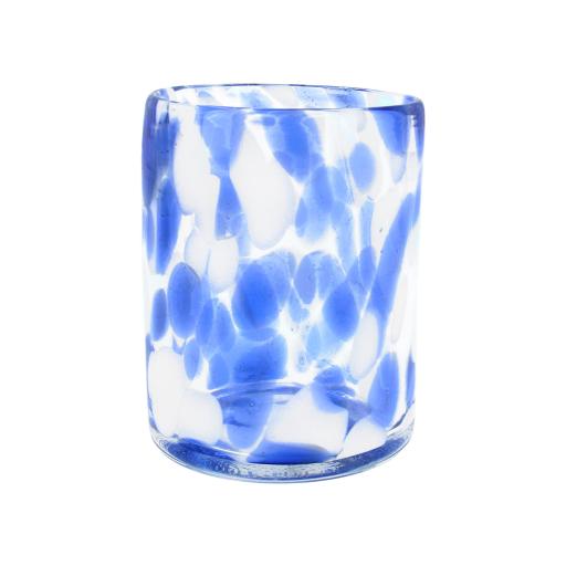 Marbled Blue And White Small Glass Tumbler