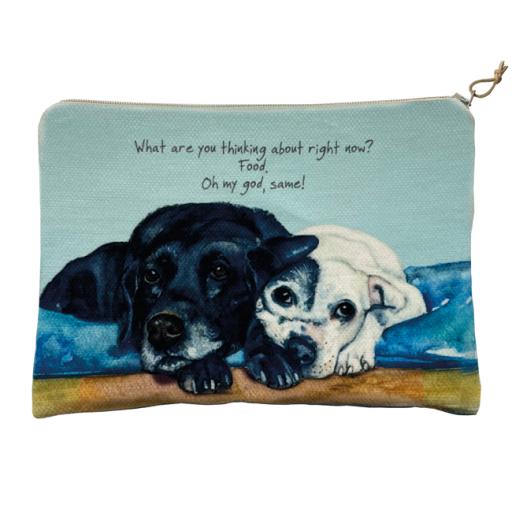 Labrador and Staffie Zip Purse Thinking About Food