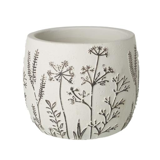 Small Black And White Flowers Design Plant Pot