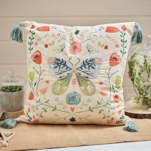 Floral & Butterfly Cushion