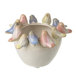 ceramic pot with coloured birds around the rim.jpg