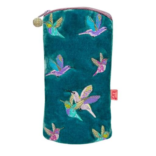 TEAL HUMMINGBIRD GLASSES CASE BY LUA