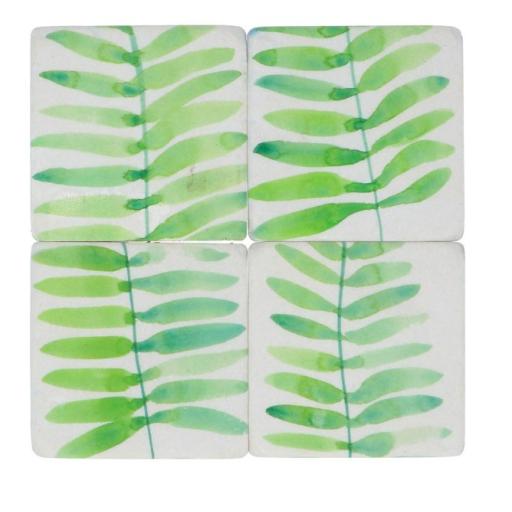 FRONDS WATERCOLOUR RESIN COASTER BY GISELA GRAHAM