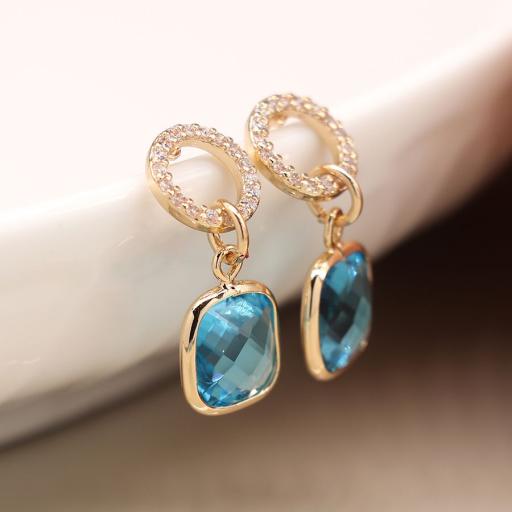 Peace of Mind Aqua Blue Crystal Drop Earrings