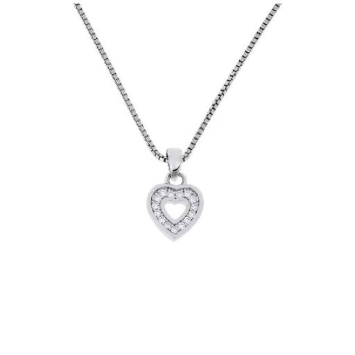 STERLING SILVER PAVE SET OPEN HEART PENDANT