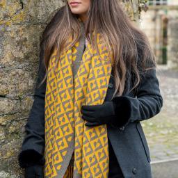 Retro Heart Scarf in Yellow and Grey by Peace of Mind.jpg