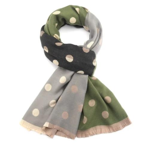 Dots Scarf in Olive Green, Grey and Black.jpg