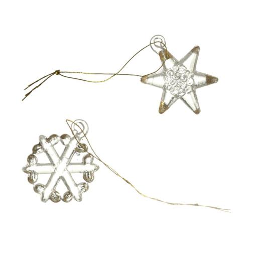 Tiny Glass Star And Snowflake Hanging Christmas Decoration