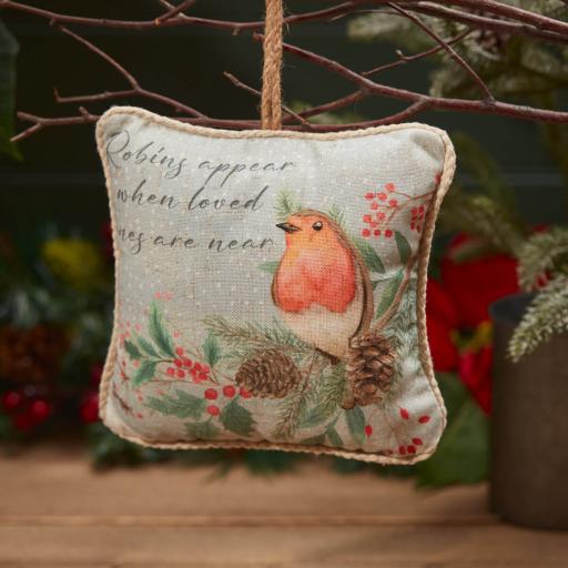 XMAS ROBIN CUSHION HANGER