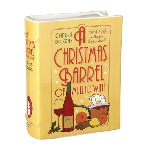 CHRISTMAS BARREL COOK BOOK CERAMIC VASE