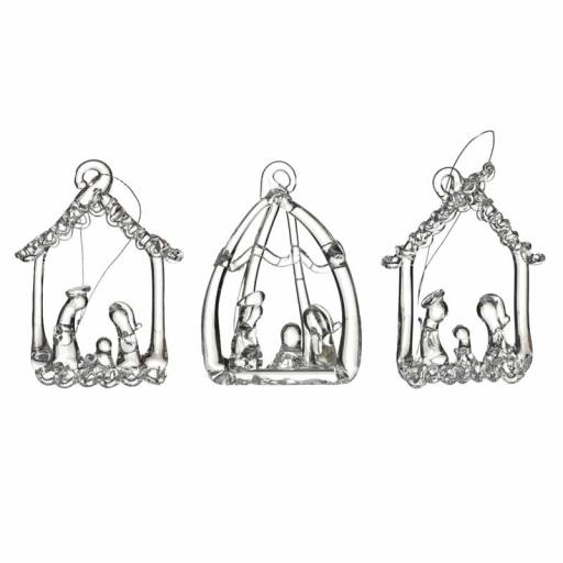 Small Hanging Glass Nativity Decoration