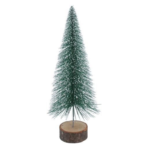 Small Snowy Green Bristle Tree On A Log Base