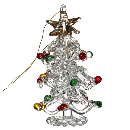 Mini Glass Christmas Tree With Coloured Baubles