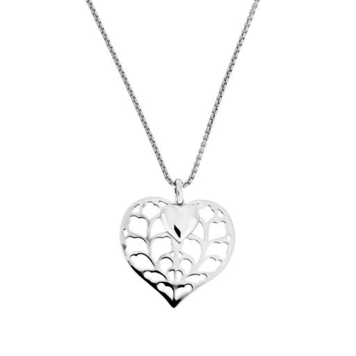 AZENDI STERLING SILVER DOUBLE HEART PENDANT