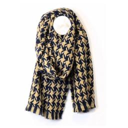 pom 52771 houndstooth navy beige scarf.jpg